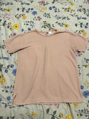 Vintage Basic Editions Short Sleeve Crewneck Top in Light Taupe